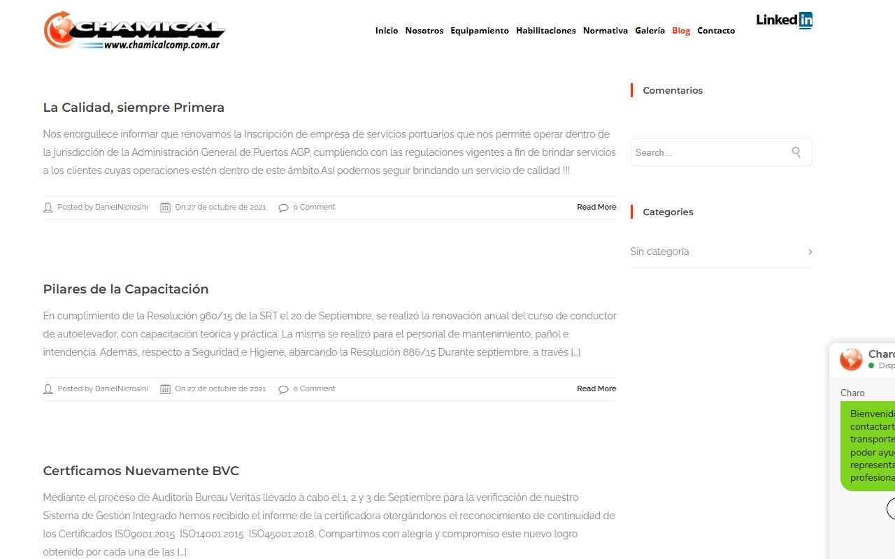 Chamical — sección de blog y novedades